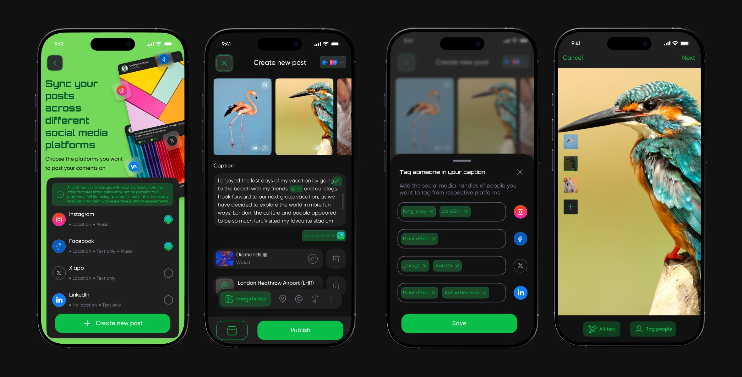 Multi-platform post composer screens