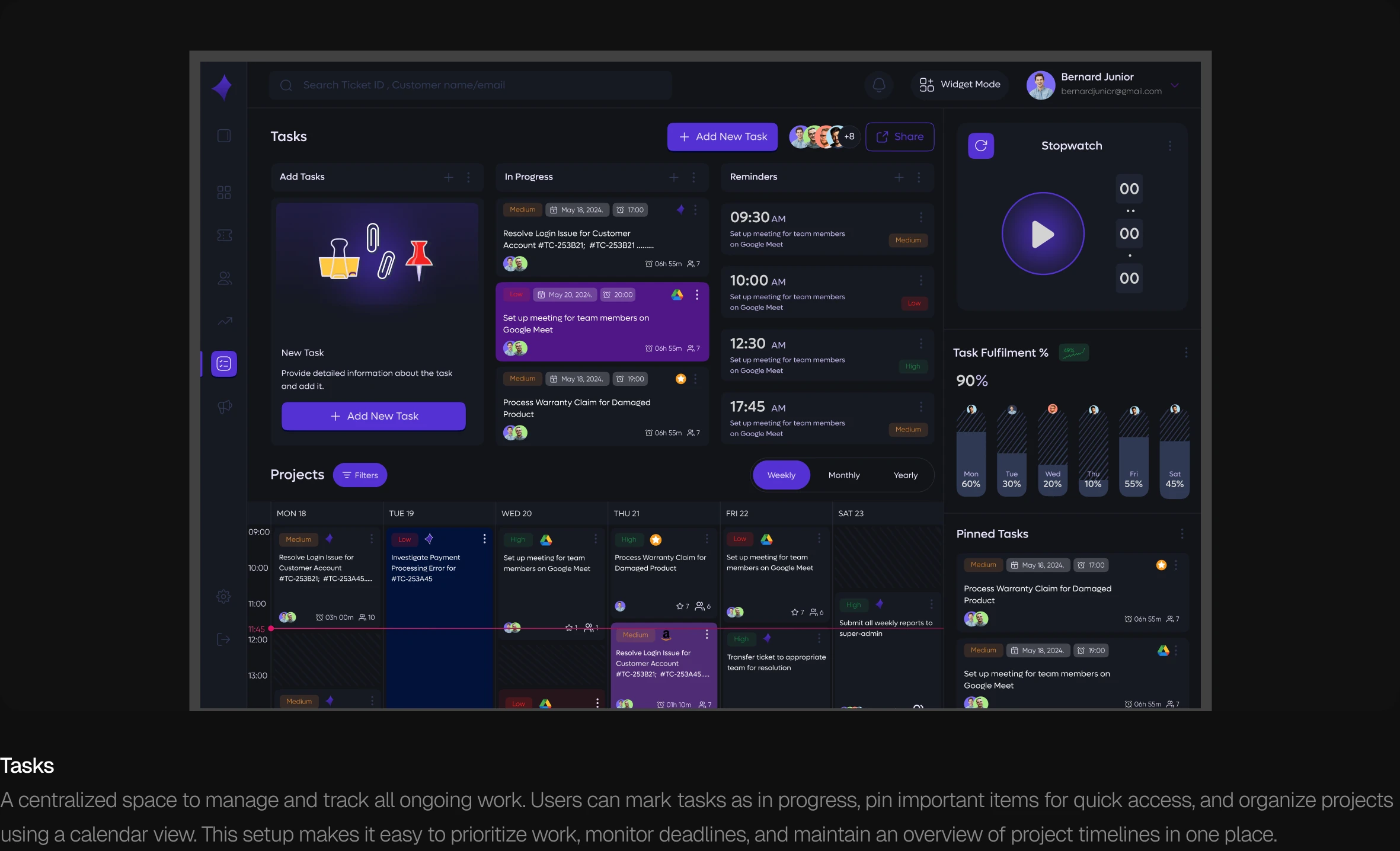 TicketNest tasks and calendar view