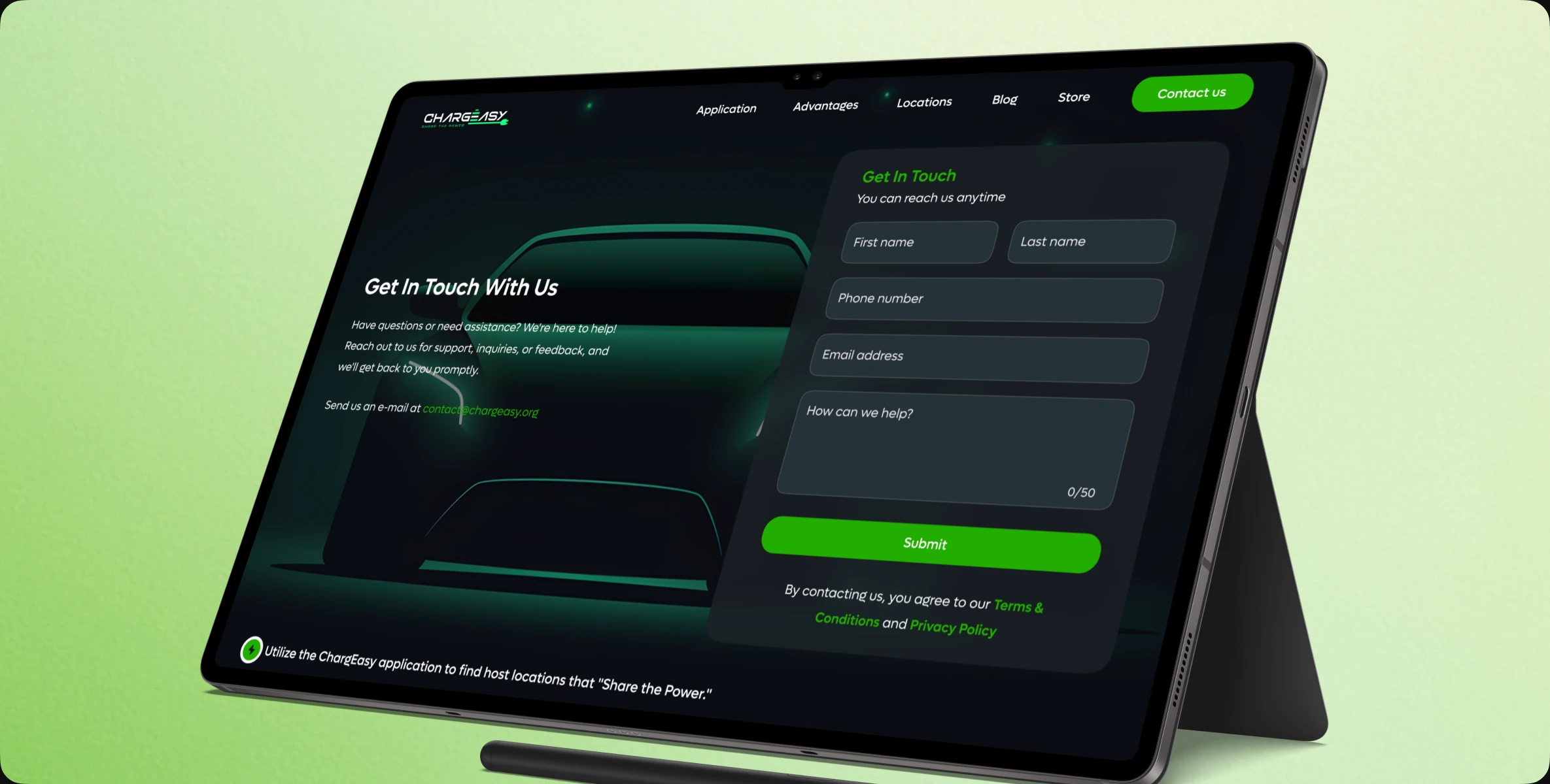 ChargEasy redesigned landing page hero
