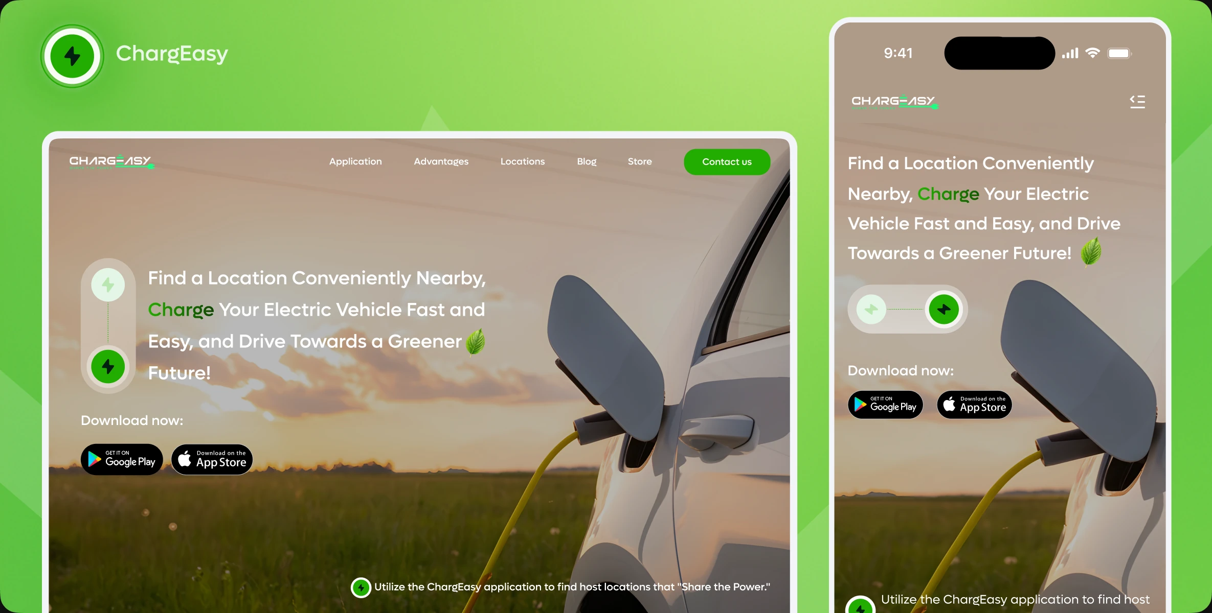 ChargEasy redesigned landing page on desktop and mobile